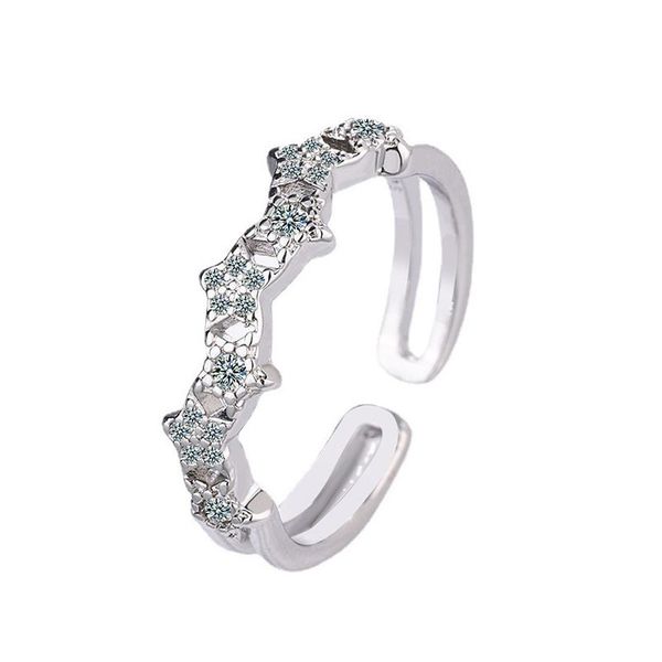cluster rings fashion women ring 925 silver jewelry with zircon gemstone open finger ornaments for wedding promise party gift wholesale, Golden;silver