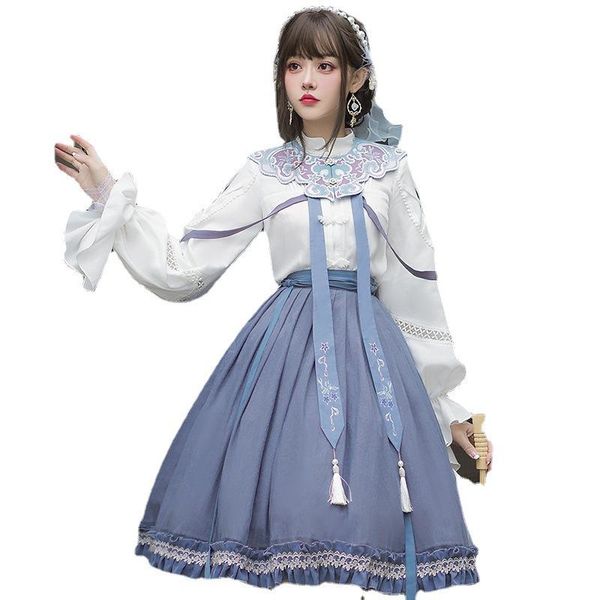 women's knits & tees chinese style lolita ln spring and birch sk skirt in night, White
women's knits & tees chinese style lolita ln spring and birch sk skirt in night, White