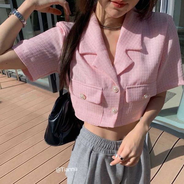 summer fashion women tweed blazers coat vintage notched collar short sleeve female outerwear 210531, Black;brown
summer fashion women tweed blazers coat vintage notched collar short sleeve female outerwear 210531, Black;brown