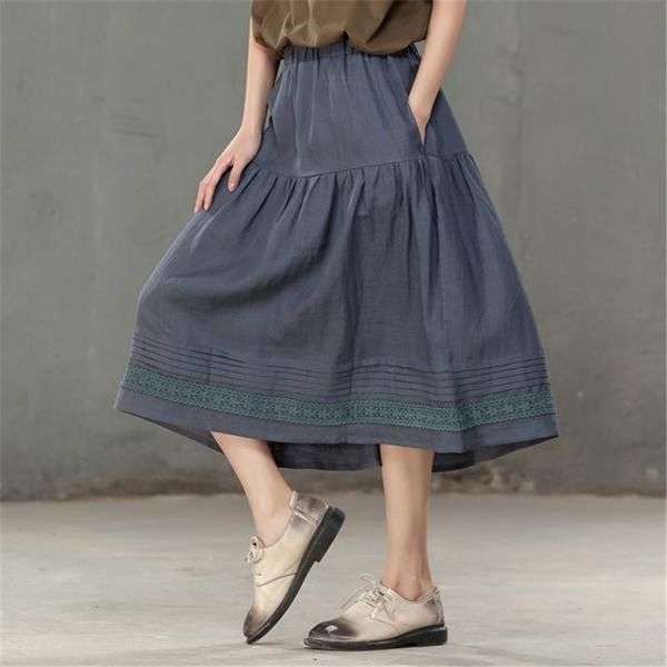 skirts casual women linen knee length elastic waist pleated beach boho vintage gray summer, Black
skirts casual women linen knee length elastic waist pleated beach boho vintage gray summer, Black