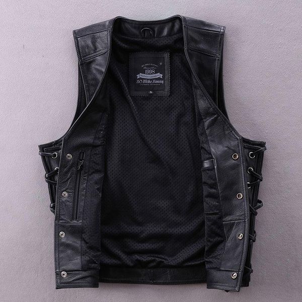 men's vests 2021 black motorcycle style genuine leather vest men single breasted large size 4xl real natural cowhide spring short slim, Black;white
men's vests 2021 black motorcycle style genuine leather vest men single breasted large size 4xl real natural cowhide spring short slim, Black;white