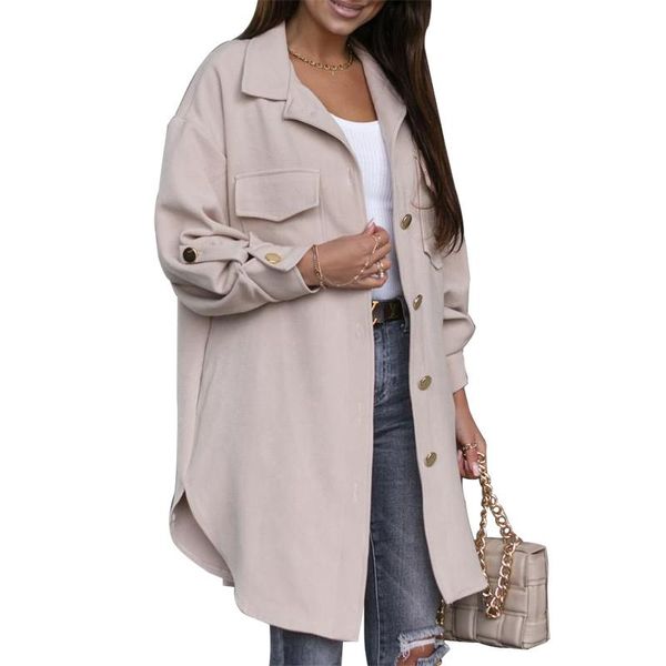women's jackets clothing shirt style lapel mid-length solid color casual single breasted jacket pockets autumn stylish outerwear, Black;brown
women's jackets clothing shirt style lapel mid-length solid color casual single breasted jacket pockets autumn stylish outerwear, Black;brown