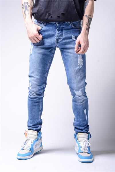 slim hole jeans mens fashion skinny elasticity pencil pants four season wear breathable men denim trousers, Blue
slim hole jeans mens fashion skinny elasticity pencil pants four season wear breathable men denim trousers, Blue
