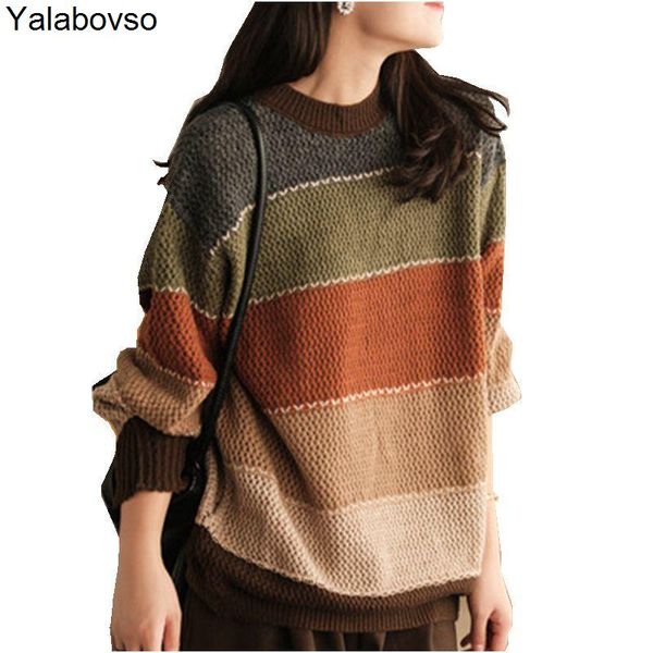 women's sweaters art color matching wide stripe sweater long sleeve 2021 autumn and winter o neck pullovers female japanese tees, White;black
women's sweaters art color matching wide stripe sweater long sleeve 2021 autumn and winter o neck pullovers female japanese tees, White;black