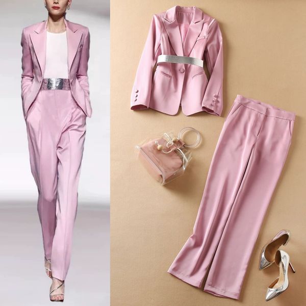 high-quality office lady suits pink blazer + high-waist pants with belt, White;black
high-quality office lady suits pink blazer + high-waist pants with belt, White;black