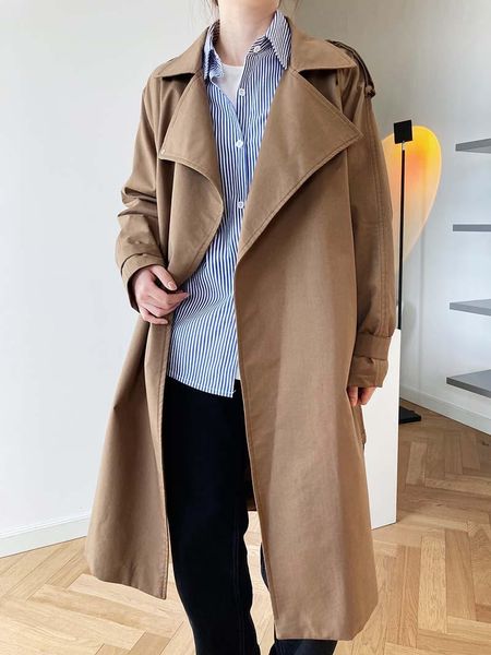 women's trench coats women long coat ladies chic brown belt oversize spring autumn vintage plus size feminino windbreaker british style, Tan;black
women's trench coats women long coat ladies chic brown belt oversize spring autumn vintage plus size feminino windbreaker british style, Tan;black
