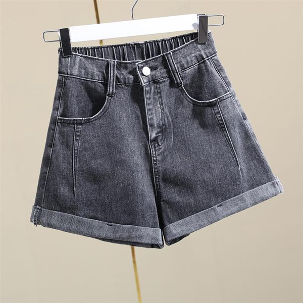 women's shorts summer elastic high waisted denim women vintage fashion casual wide legs loose baggy dark grey blue short clothes, White;black
women's shorts summer elastic high waisted denim women vintage fashion casual wide legs loose baggy dark grey blue short clothes, White;black