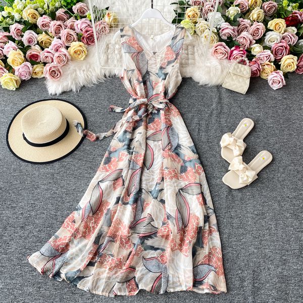 2021 bohemian summer beach midi women round neck sleeveless a-line print chiffon es female vestidos verano f2o0, Black;gray
2021 bohemian summer beach midi women round neck sleeveless a-line print chiffon es female vestidos verano f2o0, Black;gray