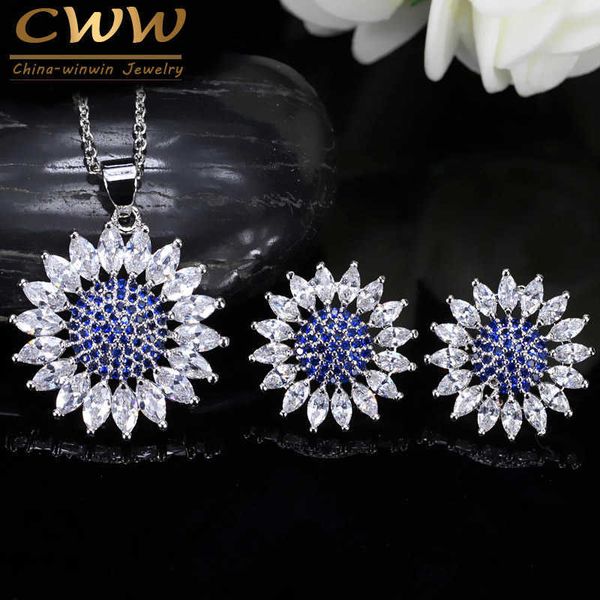 lovely summer flower blue cz crystal fashion earring and necklace pendant jewelry set for women t257 210714, Silver
lovely summer flower blue cz crystal fashion earring and necklace pendant jewelry set for women t257 210714, Silver
