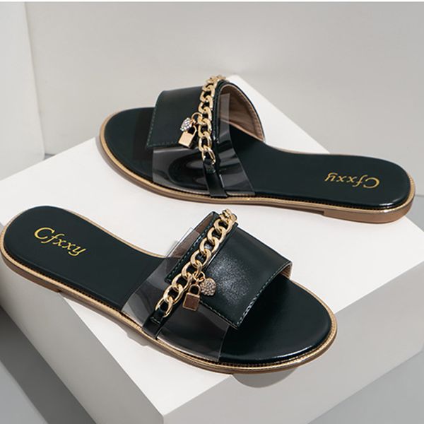sell well women chain slippers sandals fashion rhintone transparent dign for outer wear woman sho, Black
sell well women chain slippers sandals fashion rhintone transparent dign for outer wear woman sho, Black