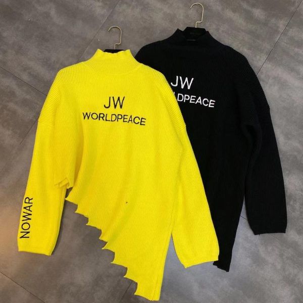women's sweaters deat 2021 spring long sleeve turtleneck embroidery letters size loose irregular sweater women jumper mh625, White;black
women's sweaters deat 2021 spring long sleeve turtleneck embroidery letters size loose irregular sweater women jumper mh625, White;black