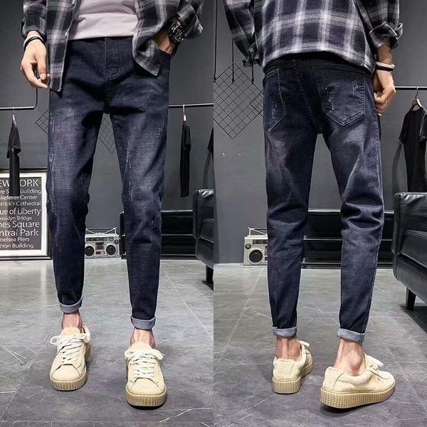 men's jeans denim spring 2021 slim street korean students feet pants casual black long teenagers pencil, Blue
men's jeans denim spring 2021 slim street korean students feet pants casual black long teenagers pencil, Blue