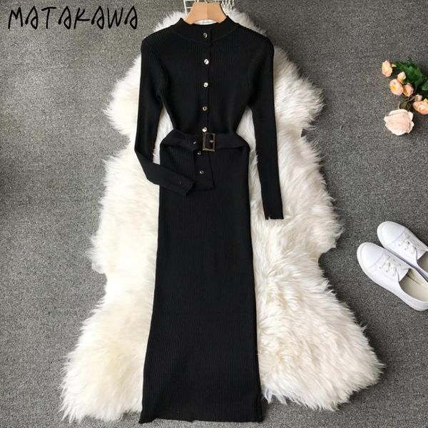 casual dresses matakawa knitted woman dress autumn winter elegant o neck slim bodycon midi-length solid sashes vestidos, Black;gray
casual dresses matakawa knitted woman dress autumn winter elegant o neck slim bodycon midi-length solid sashes vestidos, Black;gray