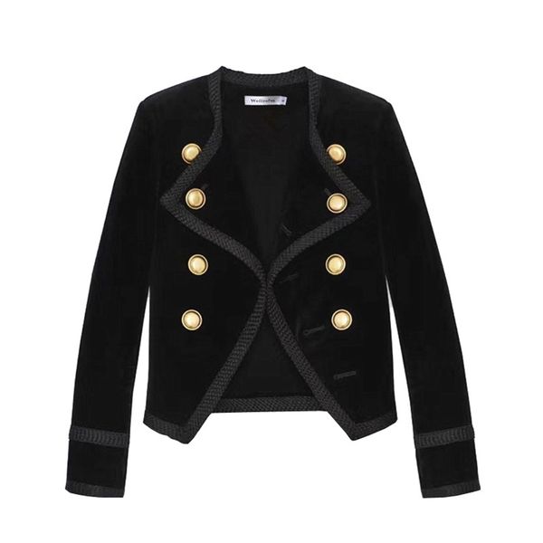 2021 new runway design women notched collar short jacket coat winter double breasted suit female velvet black slim outwear
2021 new runway design women notched collar short jacket coat winter double breasted suit female velvet black slim outwear