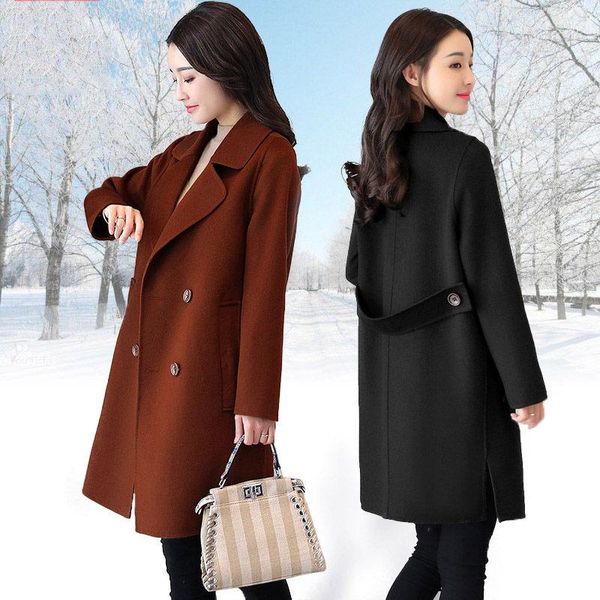 women's wool & blends extra large size women woolen coat winter jacket 2021 chic warm temperament slim loose workwear overcoat casaco f, Black
women's wool & blends extra large size women woolen coat winter jacket 2021 chic warm temperament slim loose workwear overcoat casaco f, Black