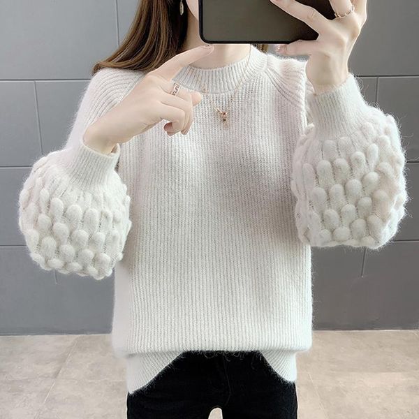 women's sweaters 2021 knitted women casual o-neck pullovers autumn and winter beige lantern sleeve, White;black
women's sweaters 2021 knitted women casual o-neck pullovers autumn and winter beige lantern sleeve, White;black