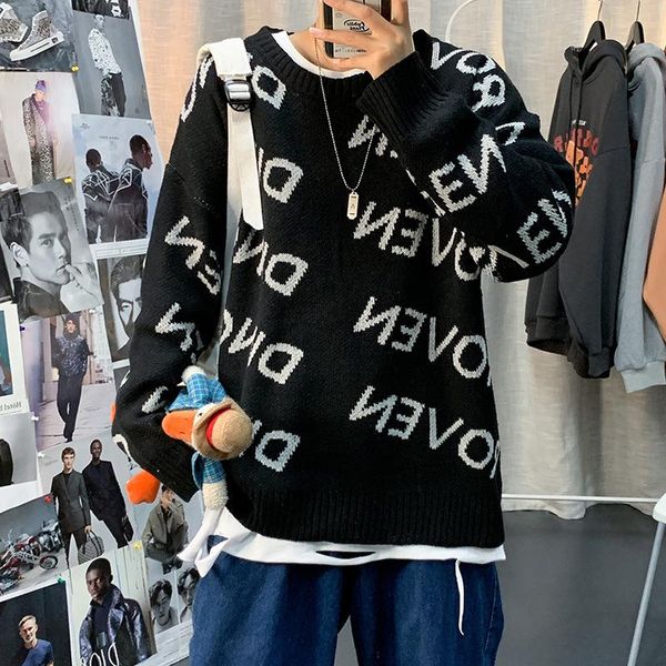 men's sweaters autumn brand sweater hip hop trend loose casual round neck winter long sleeve letter pattern student t-shirt, White;black
men's sweaters autumn brand sweater hip hop trend loose casual round neck winter long sleeve letter pattern student t-shirt, White;black