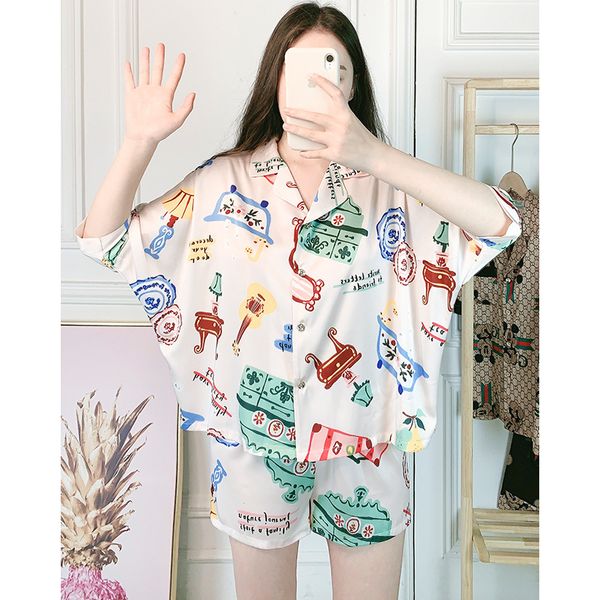 yaoting silk ice pajamas women's summer short sleeve shorts summer two piece suit housewear women's 1841, Black;red
yaoting silk ice pajamas women's summer short sleeve shorts summer two piece suit housewear women's 1841, Black;red
