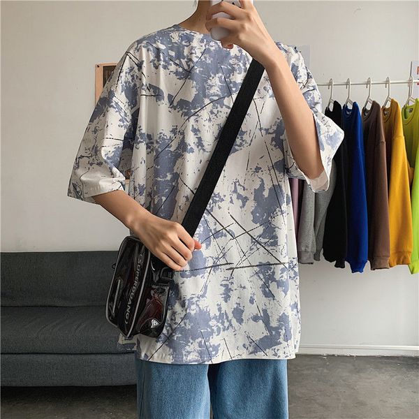 2021 new summer cotton tie-dye t shirt men's fashion retro casual o-neck t-shirt men streetwear korean loose hip-hop short-sleeved tshi, White;black
2021 new summer cotton tie-dye t shirt men's fashion retro casual o-neck t-shirt men streetwear korean loose hip-hop short-sleeved tshi, White;black