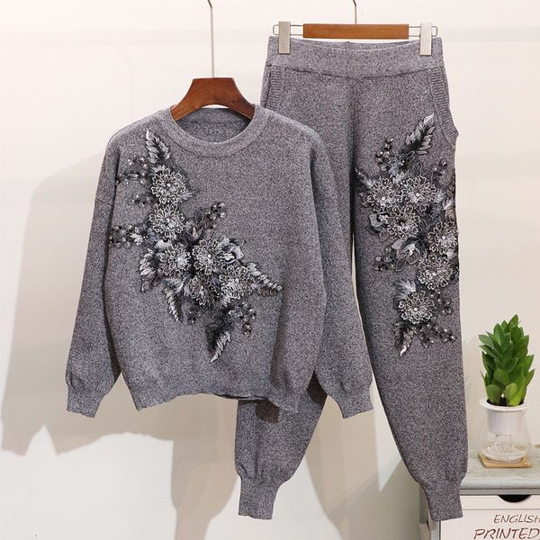 autumn women 2 piece set fashion embroidery flowers pullover sweaters casual pants suit trousers spring ladies knitwear jumper e70w, Black;brown
autumn women 2 piece set fashion embroidery flowers pullover sweaters casual pants suit trousers spring ladies knitwear jumper e70w, Black;brown