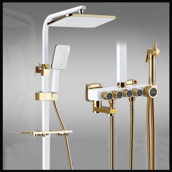 black luxury bathroom thermostatic shower faucet set wall mount rainfall shower head hand white bathtub spout bidet tap
black luxury bathroom thermostatic shower faucet set wall mount rainfall shower head hand white bathtub spout bidet tap