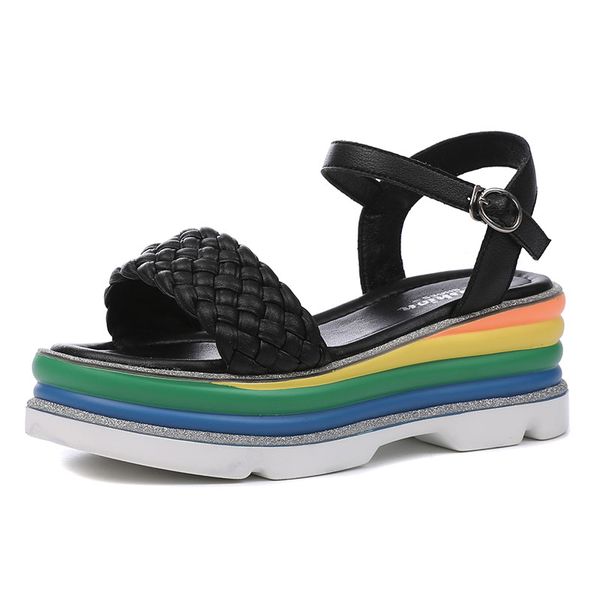 Womens Genuel Leather Summer Model Sandals Weave Rainbow 6.5cm Trend Thick-Soled Slope Buckle Soft Party Casual Shoes -40, Beige
Womens Genuel Leather Summer Model Sandals Weave Rainbow 6.5cm Trend Thick-Soled Slope Buckle Soft Party Casual Shoes -40, Beige