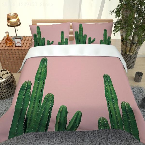 bedding sets cactus set pink quilt cover green duvet home textiles twin children's bedroom