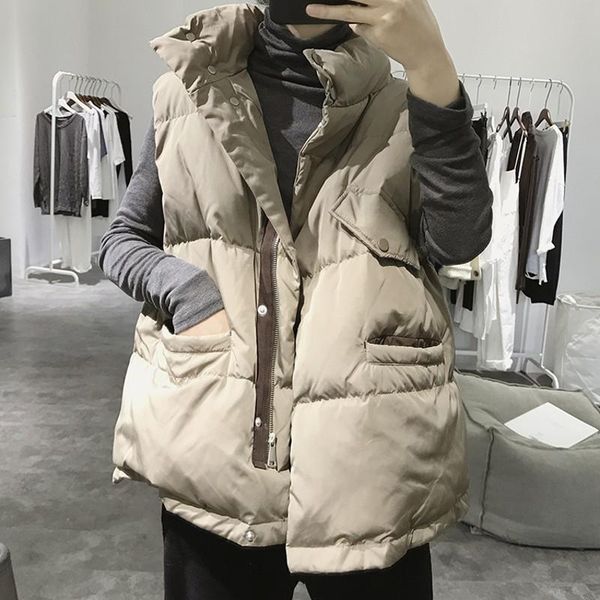 new woman jacket vest korean style loose and thick down cotton female coats autumn winter dt055, Black;white
new woman jacket vest korean style loose and thick down cotton female coats autumn winter dt055, Black;white
