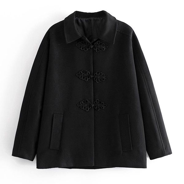 women's wool & blends katara fashion long sleeve coats women elegant loose rope buckle jackets solid turn down collar ladies, Black
women's wool & blends katara fashion long sleeve coats women elegant loose rope buckle jackets solid turn down collar ladies, Black