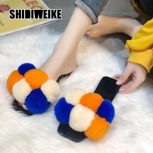 slippers mixed colors ball woolen women slipper color block flat cute sandal couple shoes casual outer wear flip flops vb150, Black
slippers mixed colors ball woolen women slipper color block flat cute sandal couple shoes casual outer wear flip flops vb150, Black