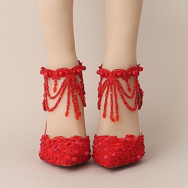 dress shoes 9cm high heels wedding red women pumps crystal lace flower tassel buckle strap bridal stiletto party ladies, Black
dress shoes 9cm high heels wedding red women pumps crystal lace flower tassel buckle strap bridal stiletto party ladies, Black