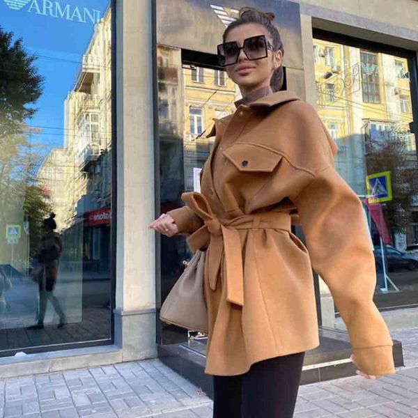 women's wool & blends women coat long sleeve turn-down collar jacket sashes pockets loose shirt outwear winter warm casual streetwear, Black
women's wool & blends women coat long sleeve turn-down collar jacket sashes pockets loose shirt outwear winter warm casual streetwear, Black