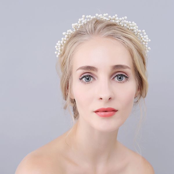 o916 luxurious handmade wedding bridal headpiece shiny golden alloy pearl marriage bride headband princess pageant perform tiara, Silver
o916 luxurious handmade wedding bridal headpiece shiny golden alloy pearl marriage bride headband princess pageant perform tiara, Silver