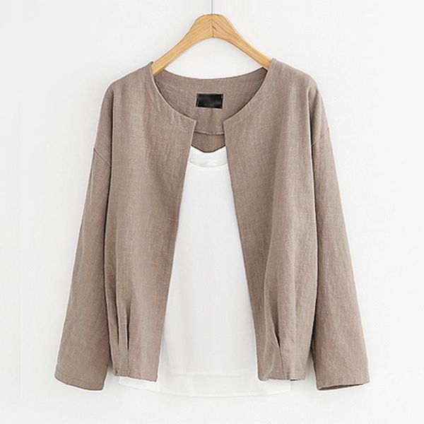 women's jackets spring autumn women coat causal linen cardigan loose solid clothes female, Black;brown
women's jackets spring autumn women coat causal linen cardigan loose solid clothes female, Black;brown