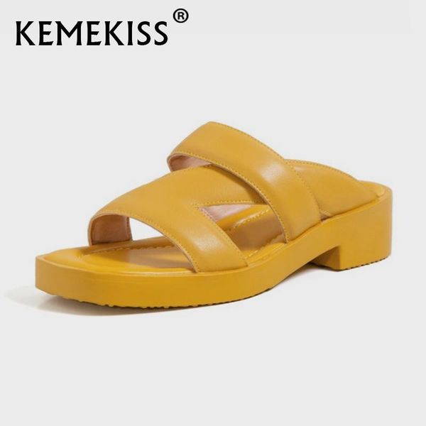 slippers kemekiss 2021 women real leather square heel concise solid color fashion summer sandals female footwear size 34-39, Black
slippers kemekiss 2021 women real leather square heel concise solid color fashion summer sandals female footwear size 34-39, Black