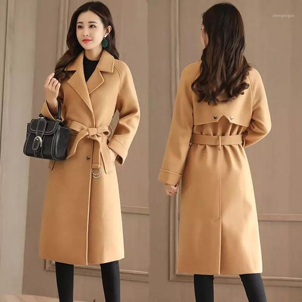women's wool & blends women outerwear autumn winter clothing fashion warm woolen slim female elegant belt double breasted coat 2021, Black
women's wool & blends women outerwear autumn winter clothing fashion warm woolen slim female elegant belt double breasted coat 2021, Black