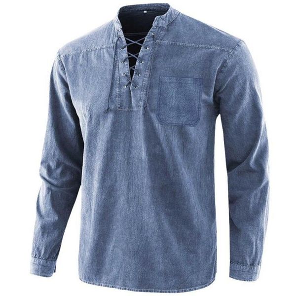 men's casual shirts long-sleeved shirt 2021 spring and autumn arrival blouse retro eyelet tie stand collar pullover men clothing, White;black
men's casual shirts long-sleeved shirt 2021 spring and autumn arrival blouse retro eyelet tie stand collar pullover men clothing, White;black