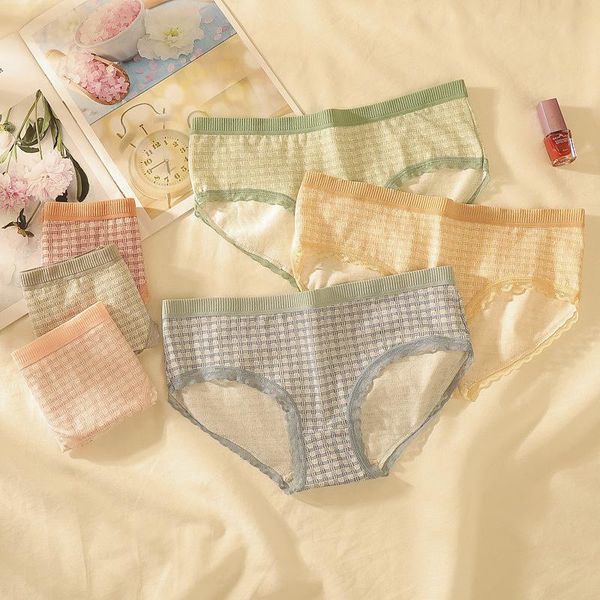 women's panties pure cotton underwear ladies mid-waist plaid comfortable breathable bottom crotch girl briefs plus size women, Black;pink
women's panties pure cotton underwear ladies mid-waist plaid comfortable breathable bottom crotch girl briefs plus size women, Black;pink