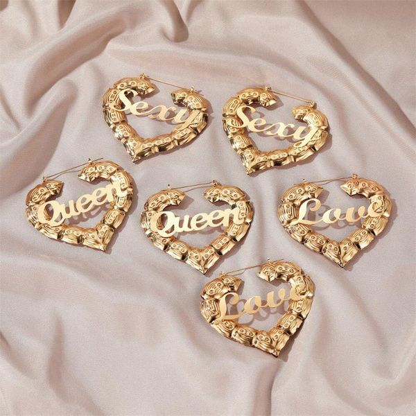 creative bamboo carved heart earring fashion letter metal hoop earrings gold tone hollow female jewelry banquet party gift, Golden;silver
creative bamboo carved heart earring fashion letter metal hoop earrings gold tone hollow female jewelry banquet party gift, Golden;silver