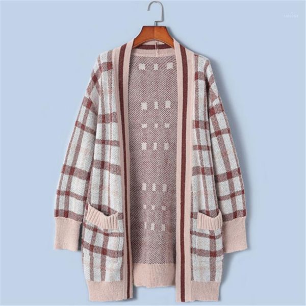 women's sweaters runway outwear striped cardigans women sweater coat 2021 winter loose pockets cardigan knit plaid overcoat, White;black
women's sweaters runway outwear striped cardigans women sweater coat 2021 winter loose pockets cardigan knit plaid overcoat, White;black