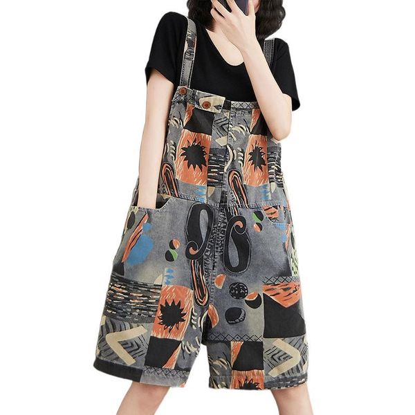 women's jeans fairynatural korean summer design 2021 female retro printed overalls women casual loose pants girls oversized punk short, Blue
women's jeans fairynatural korean summer design 2021 female retro printed overalls women casual loose pants girls oversized punk short, Blue