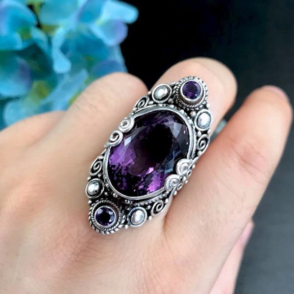 2021 new natural amethyst handmade solid real s925 sier woman ring simple retro jewelry mother's gift 3l4s, Silver
2021 new natural amethyst handmade solid real s925 sier woman ring simple retro jewelry mother's gift 3l4s, Silver