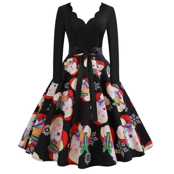 ladies elegant retro christmas party dress long sleeve v-neck high waist casual mid-length christmas winter clothing xl robe, Black;gray
ladies elegant retro christmas party dress long sleeve v-neck high waist casual mid-length christmas winter clothing xl robe, Black;gray