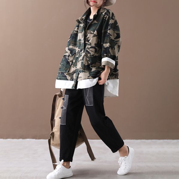 print camouflage jacket for women stand collar long sleeve patchwork hit color casual jackets female fashion new, Black;brown
print camouflage jacket for women stand collar long sleeve patchwork hit color casual jackets female fashion new, Black;brown