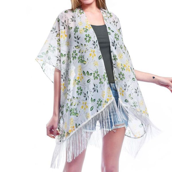 women's swimwear 2021 floral print chiffon beach cover up cardigan shawl women summer casual beachwear ladies bikini cover-ups, White;black
women's swimwear 2021 floral print chiffon beach cover up cardigan shawl women summer casual beachwear ladies bikini cover-ups, White;black