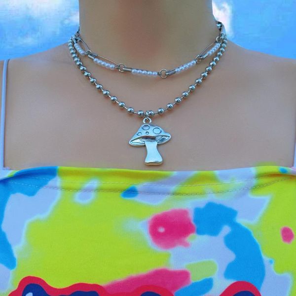 pendant necklaces 90s aesthetic pearl pin mushroom necklace for women y2k jewelry ins vintage harajuku egirl fashion friends gift, Silver
pendant necklaces 90s aesthetic pearl pin mushroom necklace for women y2k jewelry ins vintage harajuku egirl fashion friends gift, Silver