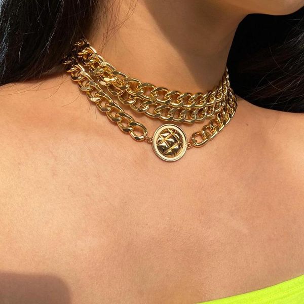 chokers 3 pcs/set vintage multi layer cuban thick chain choker necklace for women statement steampunk carved coins pendant neck collar, Golden;silver
chokers 3 pcs/set vintage multi layer cuban thick chain choker necklace for women statement steampunk carved coins pendant neck collar, Golden;silver