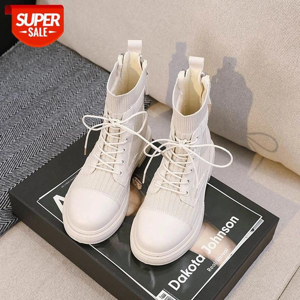 ankle boots women leather knit fabric lace-up round toe platform lady autumn winter shoes handmade flat high casual shoes #yc8s, Black
ankle boots women leather knit fabric lace-up round toe platform lady autumn winter shoes handmade flat high casual shoes #yc8s, Black