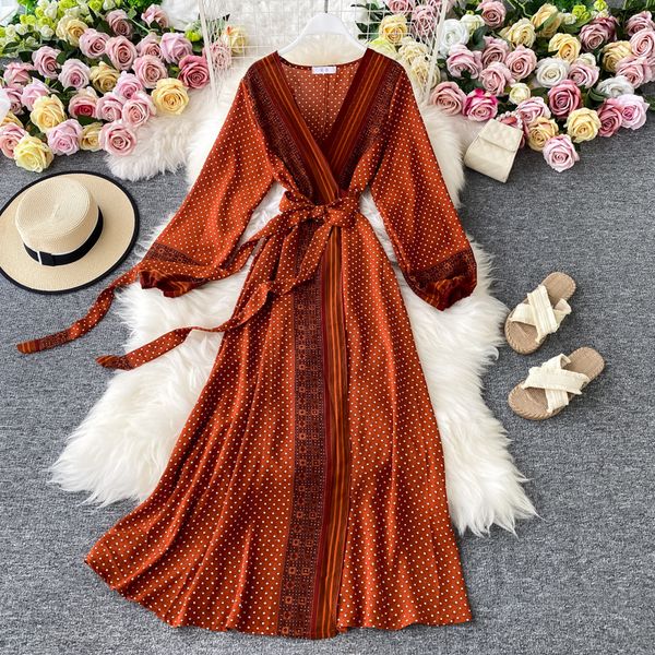 2021 women vintage spring autumn slim v neck banae es elegant ladies dot chiffon beach vestidos mujer w01y, Black;gray
2021 women vintage spring autumn slim v neck banae es elegant ladies dot chiffon beach vestidos mujer w01y, Black;gray