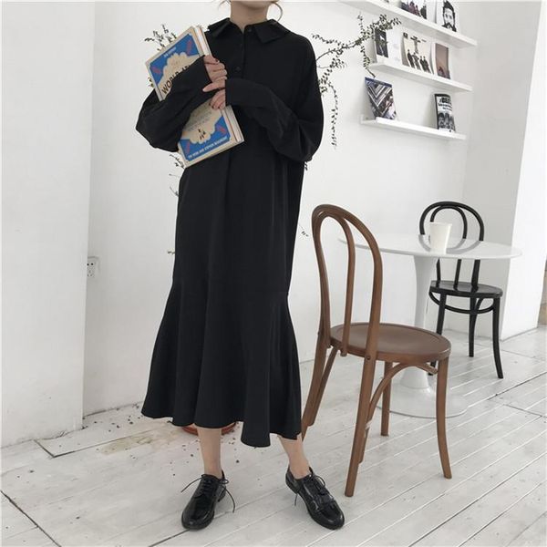casual dresses black shirt dress women long sleeve turn-down collar ruffles korean fashion work wear vestidos, Black;gray
casual dresses black shirt dress women long sleeve turn-down collar ruffles korean fashion work wear vestidos, Black;gray